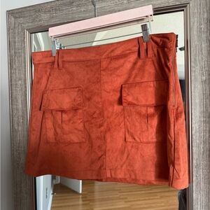 New York & Company | Orange Suede Utility Pocket Mini Skirt